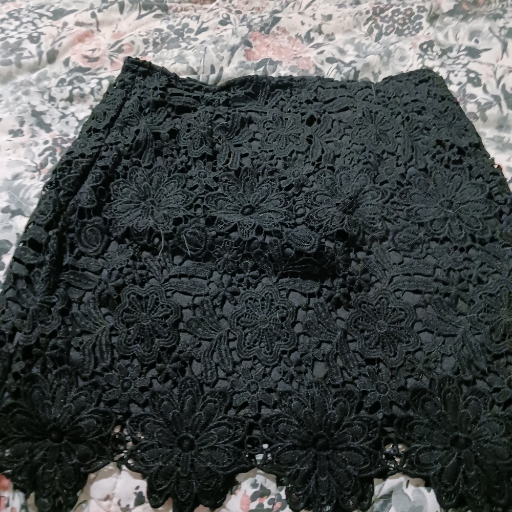 Black Floral Lace Skirt